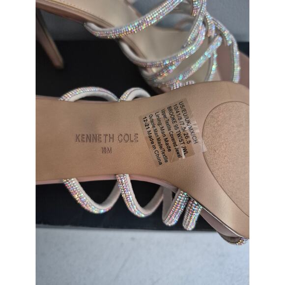 Kenneth Cole Women Strappy Slide Sandals Brooke 95 Twist Jwl Size US 10M Silver - Picture 6 of 11